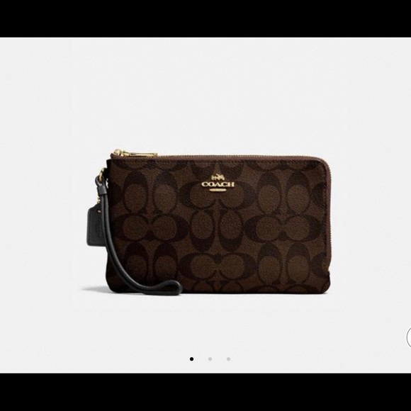 Coach Handbags - Coach large double zip wallet wristlet signature